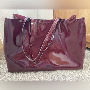 Banana Republic cherry red/ burgundy patent leather tote